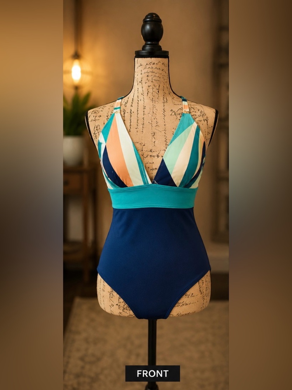 Carve Designs Dahlia One Piece Swimsuit Medium D/DD Navy Multi